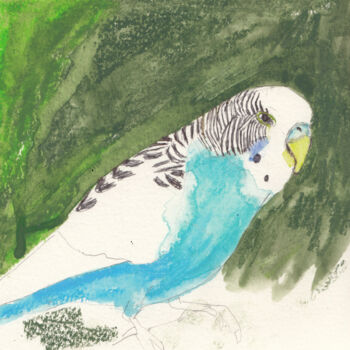 Painting titled "Bird" by Fleur Elise Noble, Original Artwork, Watercolor