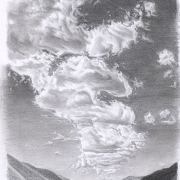 Dessin intitulée "Ciel de Mongolie" par Nathalie Bernard, Œuvre d'art originale, Graphite