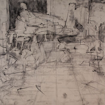 Drawing titled "Figure Lounging 3" by Fleur Elise Noble, Original Artwork, Charcoal