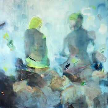 "The Talk - Blue (To…" başlıklı Tablo Mona Hoel tarafından, Orijinal sanat, Petrol Ahşap Sedye çerçevesi üzerine monte edilm…