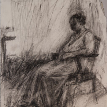 Drawing titled "Shari Sitting" by Fleur Elise Noble, Original Artwork, Pencil