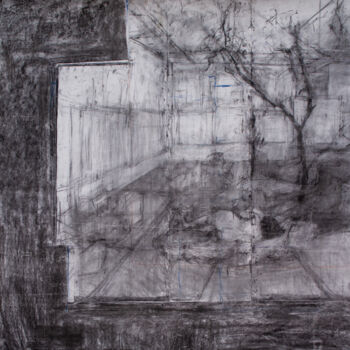 Drawing titled "Nude with Trees" by Fleur Elise Noble, Original Artwork, Charcoal