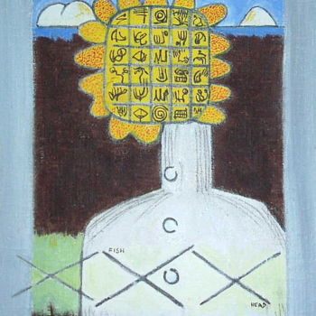 Painting titled "Sunflower Head 1" by Gerald Shepherd F.F.P.S., Original Artwork, Acrylic