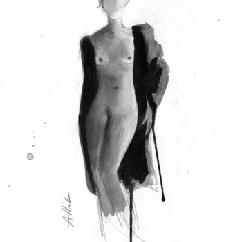 Dessin intitulée "ND-005" par Alliet-Delacroix, Œuvre d'art originale, Encre Monté sur Carton