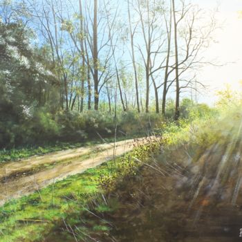 Painting titled "lueur matinale" by Pascal Riviere, Original Artwork, Acrylic