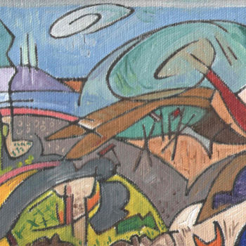 Schilderij getiteld "Spontaneous Landsca…" door Gerald Shepherd F.F.P.S., Origineel Kunstwerk, Olie