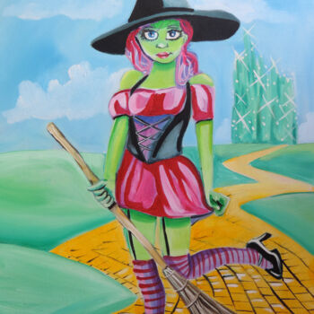 Ζωγραφική με τίτλο "Wicked Witch Wizard…" από Gordon Bruce, Αυθεντικά έργα τέχνης, Λάδι