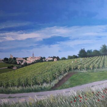 Peinture intitulée "Vue de St Emilion" par Marc Degieux, Œuvre d'art originale, Huile