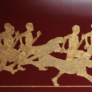 Painting titled "Running With Cheeta…" by Nikolay Biryukov, Original Artwork, Acrylic