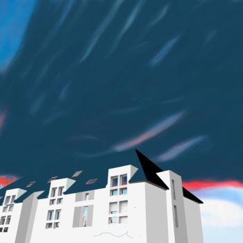 Arts numériques intitulée "THUNDERSTORM 0118" par Norbert Engel, Œuvre d'art originale, Peinture numérique Monté sur Carton