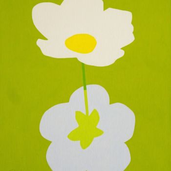 Painting titled "water buttercup" by Ed Weyden, Original Artwork, Acrylic Mounted on Other rigid panel