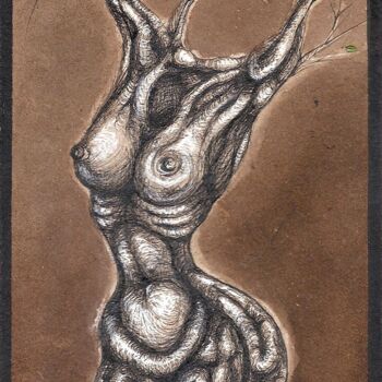 Dessin intitulée "Trognus Féminus" par Edith Bos Boyer (EDITH DONC), Œuvre d'art originale, Encre
