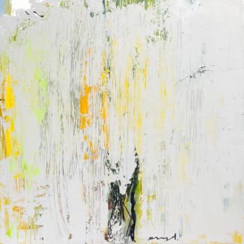 Painting titled "la pie sur le saule" by Norbert Engel, Original Artwork, Acrylic Mounted on Wood Stretcher frame