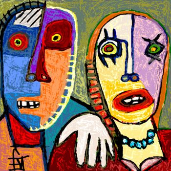 Digital Arts titled "Monsieur et Madame" by Franck Vidal, Original Artwork, Digital Painting