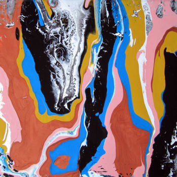 Peinture intitulée "Zébrures cuivrées2#…" par Claudette Allosio, Œuvre d'art originale, Acrylique