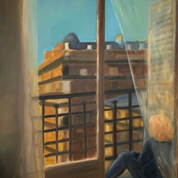 Peinture intitulée "Le balcon" par Marie France Garrigues, Œuvre d'art originale, Huile Monté sur Châssis en bois
