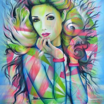Ζωγραφική με τίτλο "sous le vent" από Jeannette Guichard-Bunel, Αυθεντικά έργα τέχνης, Λάδι Τοποθετήθηκε στο Ξύλινο φορείο σ…