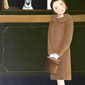 Painting titled "Le retardataire - 8…" by Noëlle Lassailly, Original Artwork, Acrylic Mounted on Wood Stretcher frame