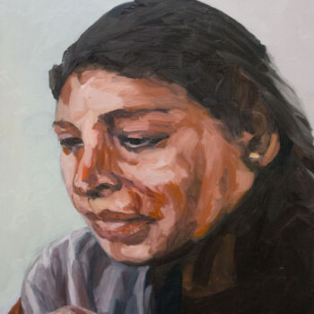 Painting titled "Woman from Peru." by Romain Héjé, Original Artwork, Oil