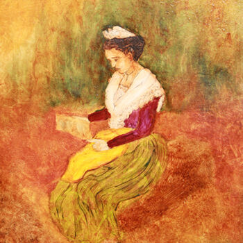 Peinture intitulée "La lettre." par Jean Xavier Combe, Œuvre d'art originale, Huile Monté sur Châssis en bois