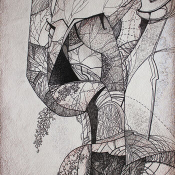Dessin intitulée "The bust of Neferti…" par Nikolay Starostenko, Œuvre d'art originale, Crayon
