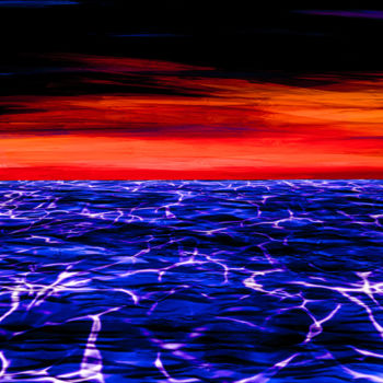 Digital Arts με τίτλο ""Magic Seascape"" από Keep Magic, Αυθεντικά έργα τέχνης, Ψηφιακή ζωγραφική Τοποθετήθηκε στο Ξύλινο φο…