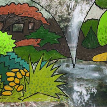 「The Fountain」というタイトルのデジタルアーツ Gerald Shepherd F.F.P.S.によって, オリジナルのアートワーク, 2Dデジタルワーク