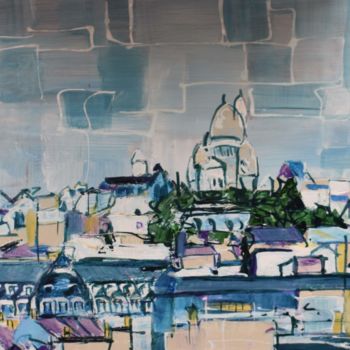 Peinture intitulée "sur les toits de Pa…" par Nadine Flicourt (nafli), Œuvre d'art originale, Acrylique