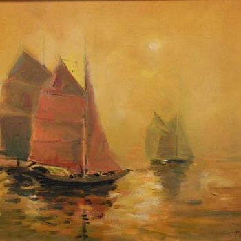 Painting titled "The Yellow River Me…" by Tony Ignatov, Original Artwork, Oil