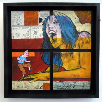 Painting titled "oups, pardon" by Vincent Tessier Xxc, Original Artwork, Acrylic Mounted on Wood Panel