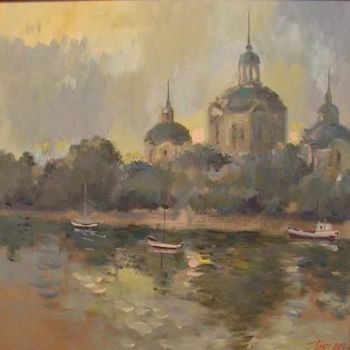 Painting titled "Along Danube" by Tony Ignatov, Original Artwork, Oil