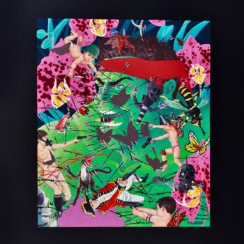 Schilderij getiteld "La chasse de nuit" door Yann Michael Talvas, Origineel Kunstwerk, Acryl