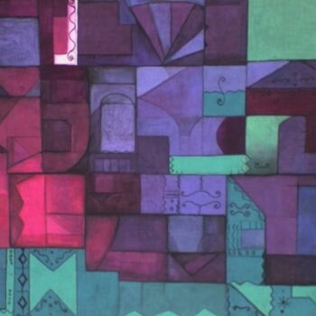 Painting titled "le crépuscule" by Frédérique Manley, Original Artwork, Gouache Mounted on Wood Stretcher frame