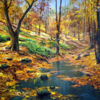 Peinture intitulée "In the deep forest…" par Attila Endrey-Nagy, Œuvre d'art originale, Huile