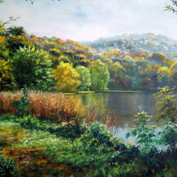 Peinture intitulée "Magic lake / Lac ma…" par Attila Endrey-Nagy, Œuvre d'art originale, Huile