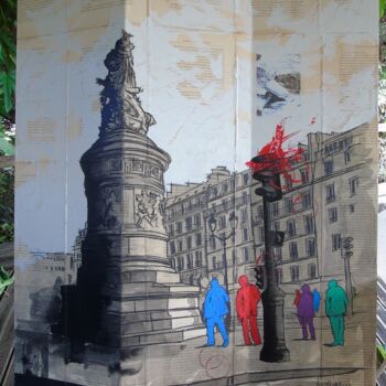 Painting titled "Paris liberté" by Vincent Tessier Xxc, Original Artwork, Ink