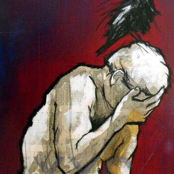Painting titled "pensant" by Vincent Tessier Xxc, Original Artwork, Ink