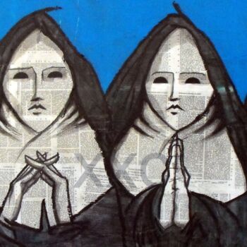Painting titled "Les nonnes 3" by Vincent Tessier Xxc, Original Artwork, Acrylic