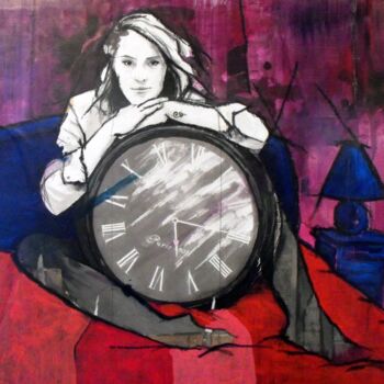 Painting titled "l'heure" by Vincent Tessier Xxc, Original Artwork, Acrylic