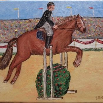 Painting titled "Course hippique" by Matthieu Leger, Original Artwork, Oil