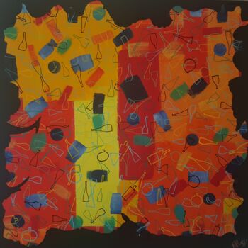 Painting titled "1.Les petits flacons" by Pascal Russi (PRussi), Original Artwork, Acrylic Mounted on Wood Stretcher frame