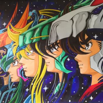 Dessin intitulée "Saint Seiya" par Frankie Pires De Sousa (FP), Œuvre d'art originale, Marqueur
