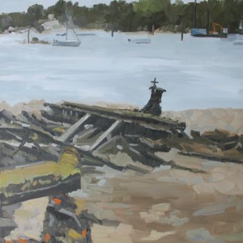 Peinture intitulée "Epaves à la Passagè…" par Chéker, Œuvre d'art originale, Huile Monté sur Châssis en bois
