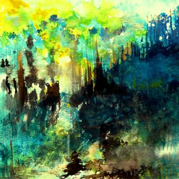 Peinture intitulée "Lumière entre deux…" par Clau Redier-Clément, Œuvre d'art originale, Encre