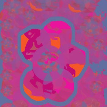 Digital Arts με τίτλο "Pink-grey floral ka…" από Marina Alexandrova, Αυθεντικά έργα τέχνης, Ψηφιακή ζωγραφική
