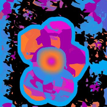 Digital Arts titled "Glow turquoise flow…" by Marina Alexandrova, Original Artwork, Digital Painting