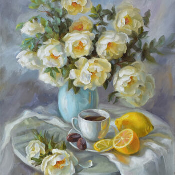 Painting titled "Morning before a da…" by Julia Tomesko, Original Artwork, Oil Mounted on Wood Stretcher frame