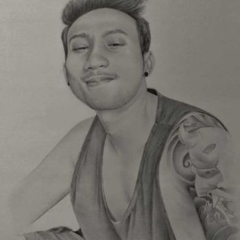 Drawing titled "Jeune Balinais" by Semara Widhi, Original Artwork, Graphite