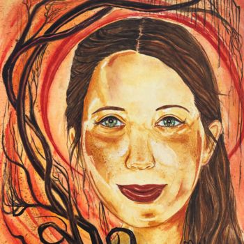 Painting titled "Distorsion" by Anirbas, Original Artwork, Watercolor