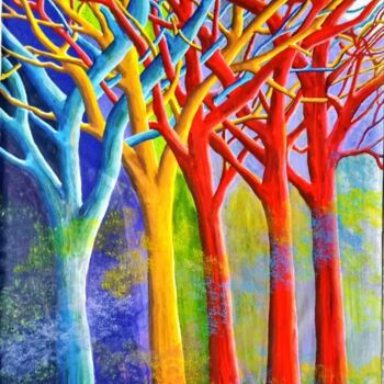 Painting titled "The Magical Forest" by Mohamed Salem, Original Artwork, Acrylic